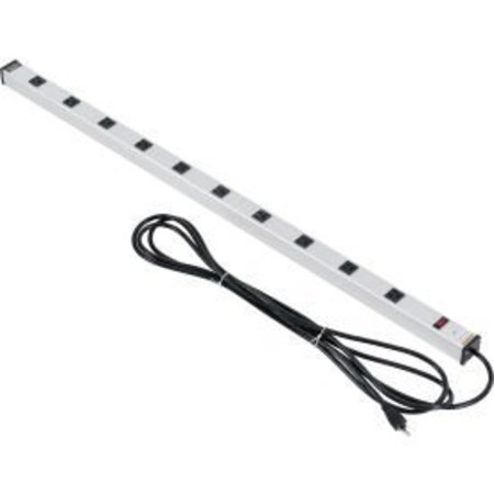 GLOBAL EQUIPMENT Power Strip, 10 Outlets, 15A, 48"L, 15' Cord LTS-48-10-15FT
